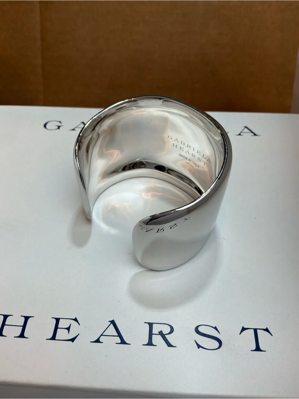 NIB Gabriela Hearst Polished Silver Wide Cuff Bangle AG925 Solid Silver